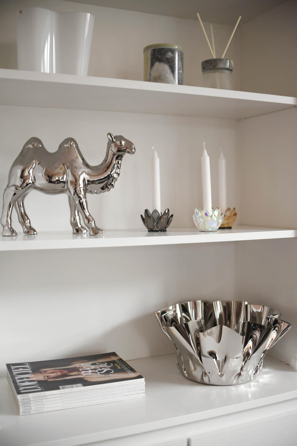 Krøllet vase, sølvfarvet - H17 cm